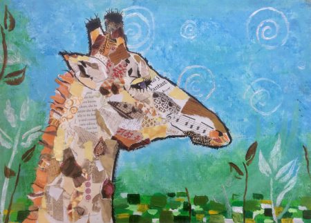 Giraffe from torn paper