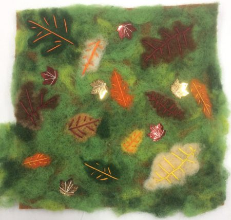 Leaves wool artwork